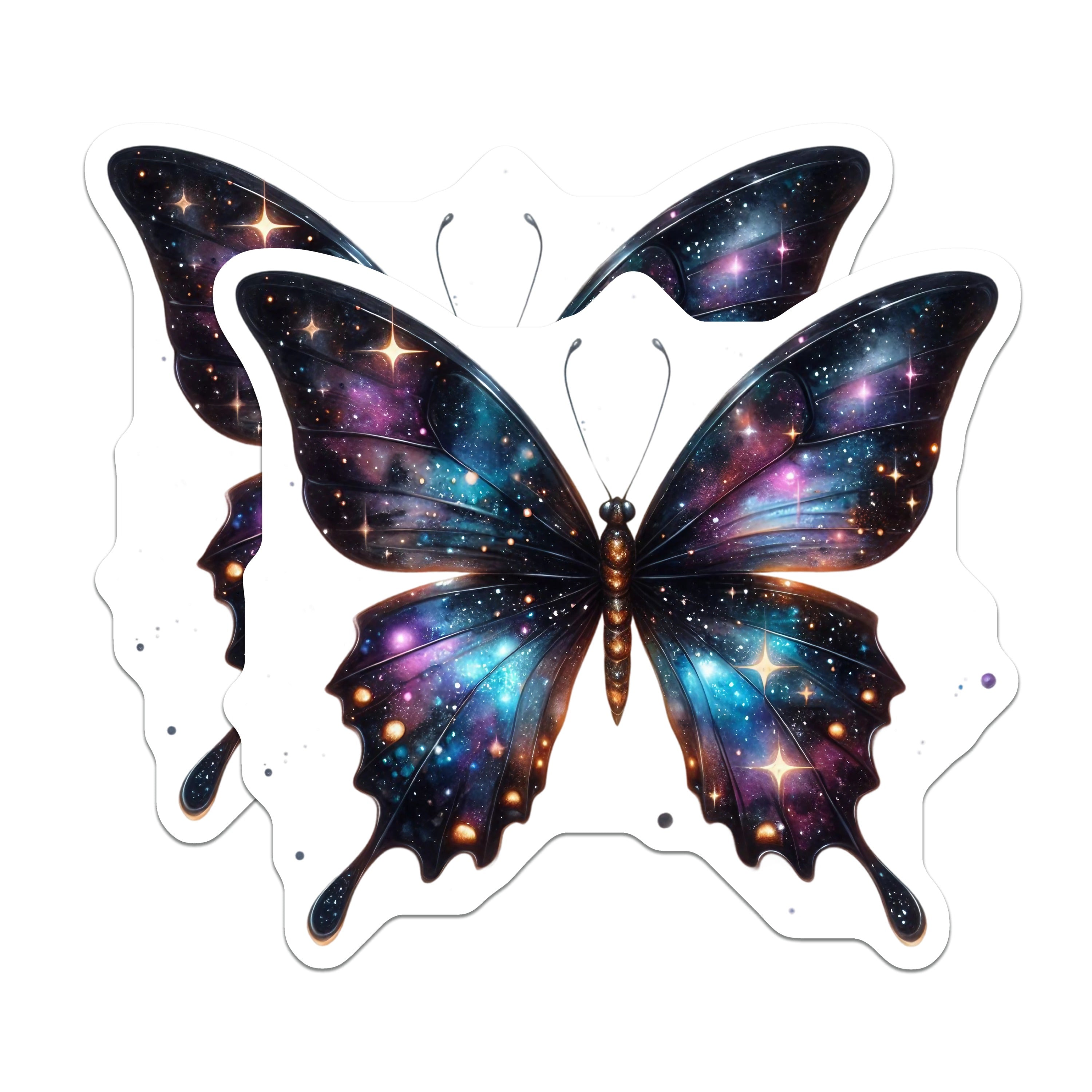 (2 Pack) Galaxy Butterfly Magnets - Celestial Fridge Decor - Starry Aesthetic Locker Magnet - 5 Inches On Longest Side - Thick Durable Magnet - Made in USA - MAG37887