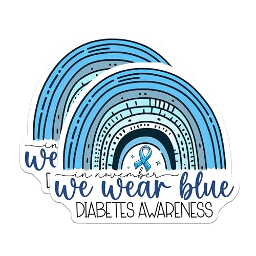 (2 Pack) Diabetes Awareness Stickers - We Wear Blue Stickers - November Awareness Stickers - 5" On Longest Side - Sticks to Smooth Flat Surfaces - Made in USA - BMCS3827