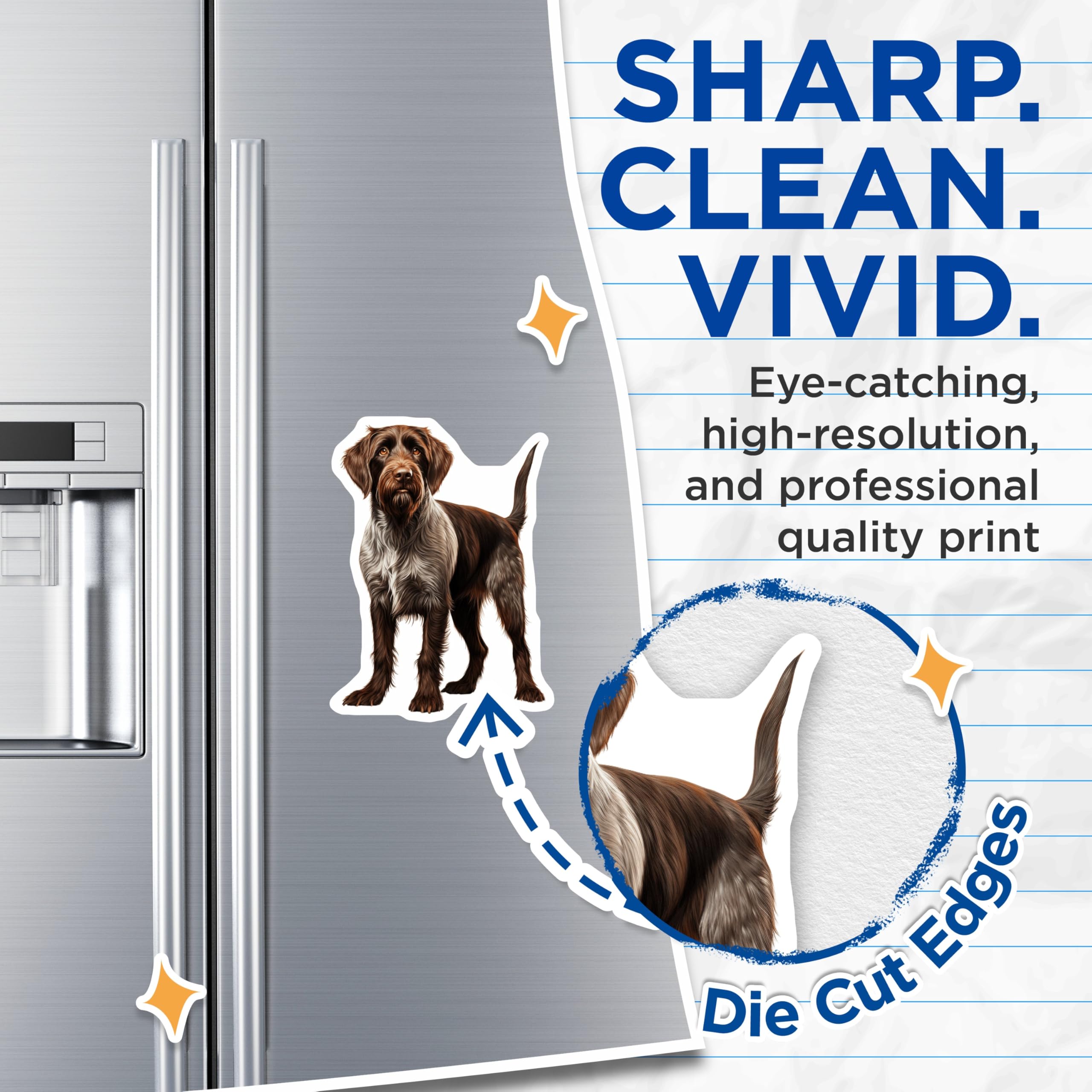 (2 Pack) German Wirehaired Pointer Magnets - Dog Breed Artwork - Pet Lover Decor for Fridge - 5 Inches On Longest Side - Thick Durable Magnet - Made in USA - MAG24018