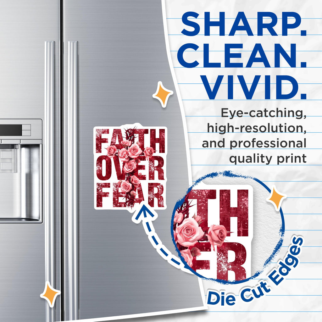 (2 Pack) Faith Over Fear Magnets - Christian Religious Decor - Inspirational Scripture Art - 5 Inches On Longest Side - Thick Durable Magnet - Made in USA - MAG19538