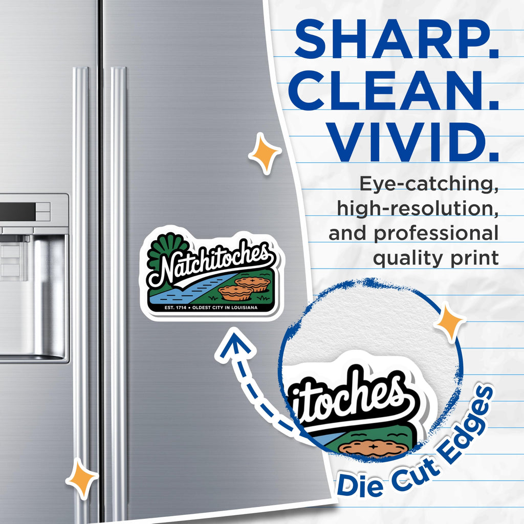 (2 Pack) Natchitoches Louisiana Magnets - Oldest City Decor - Louisiana Souvenir - 5" On Longest Side - Premium Magnet - for Cars, Refrigerators, Toolboxes, Lockers - Made in USA - MAG17140