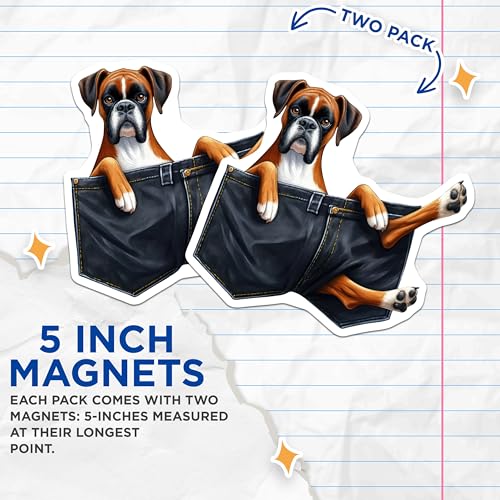 (2 Pack) Boxer Dog Magnets - Funny Fridge - Animal Lover Essential - 5" On Longest Side - for Cars, Fridges, Toolboxes - Made in USA - MAG3949