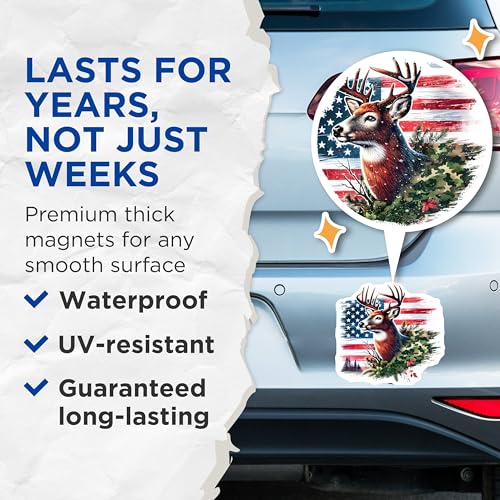 (2 Pack) American Flag Magnet - Nature Design - Rustic Decor - Hunting Lover - 5" On Longest Side - Sticks to Smooth Flat Surfaces - Made in USA - MAG9830
