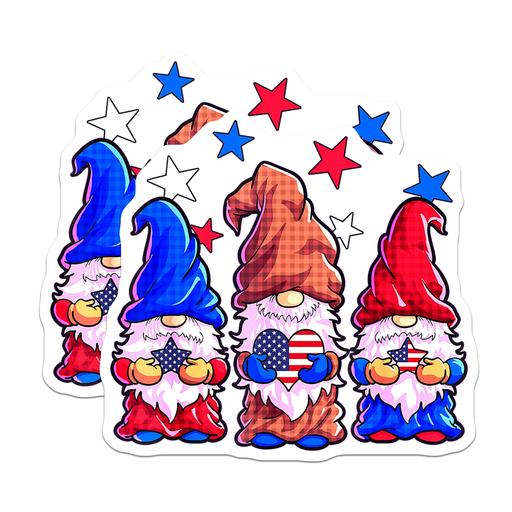 (2 Pack) Patriotic Gnomes Magnets - American Flag Decor - 4th of July Refrigerator Magnets - 5 Inches On Longest Side - Thick Durable Magnet - Made in USA - MAG29486