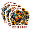 (3 Pack) Chicken Decals - Sunflower - Animal Farm - Laptop Decals - 3 Inches On Longest Side - Easy Peel & Apply - Made in USA - 3MCS8421