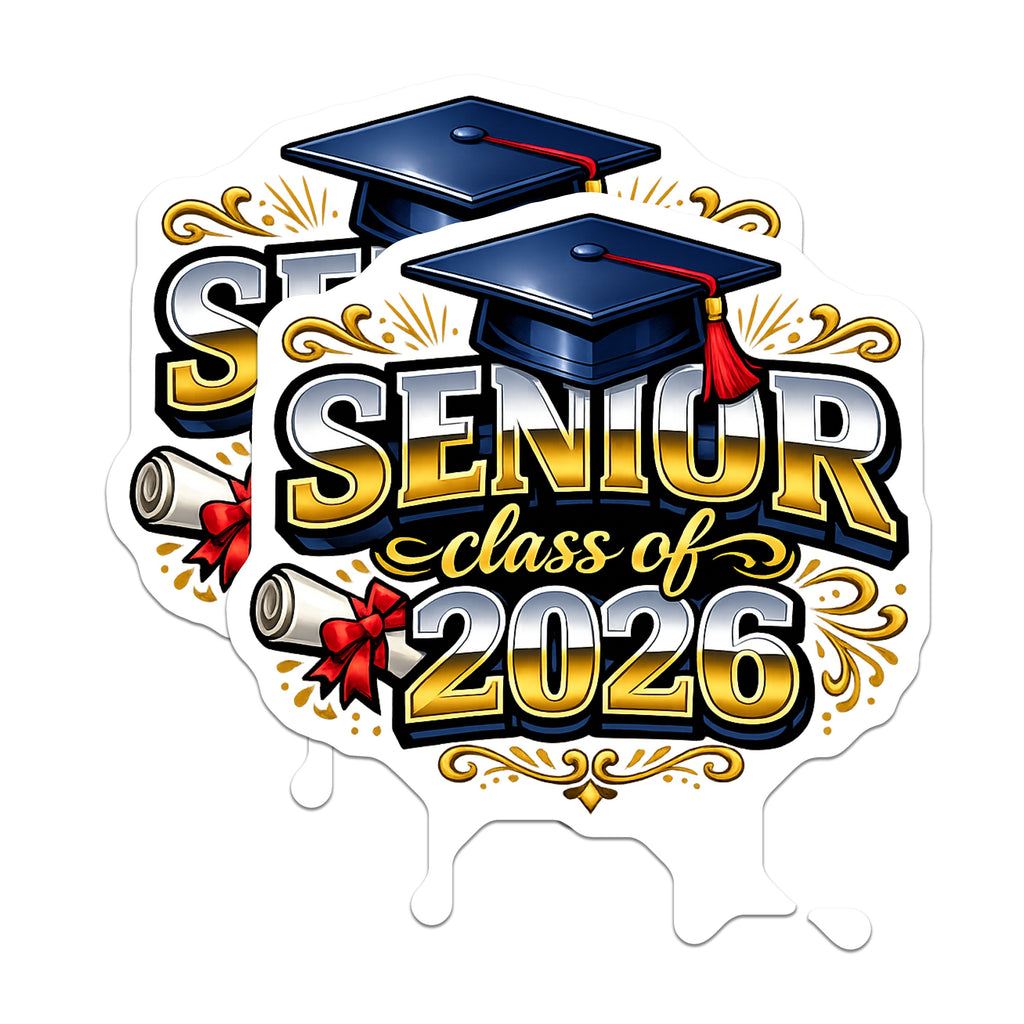 (2 Pack) Senior 2026 Magnets - Class of 2026 Souvenir - Graduation Celebration - High School Graduate - 5 Inches On Longest Side - Thick Durable Magnet - Made in USA - MAG38664