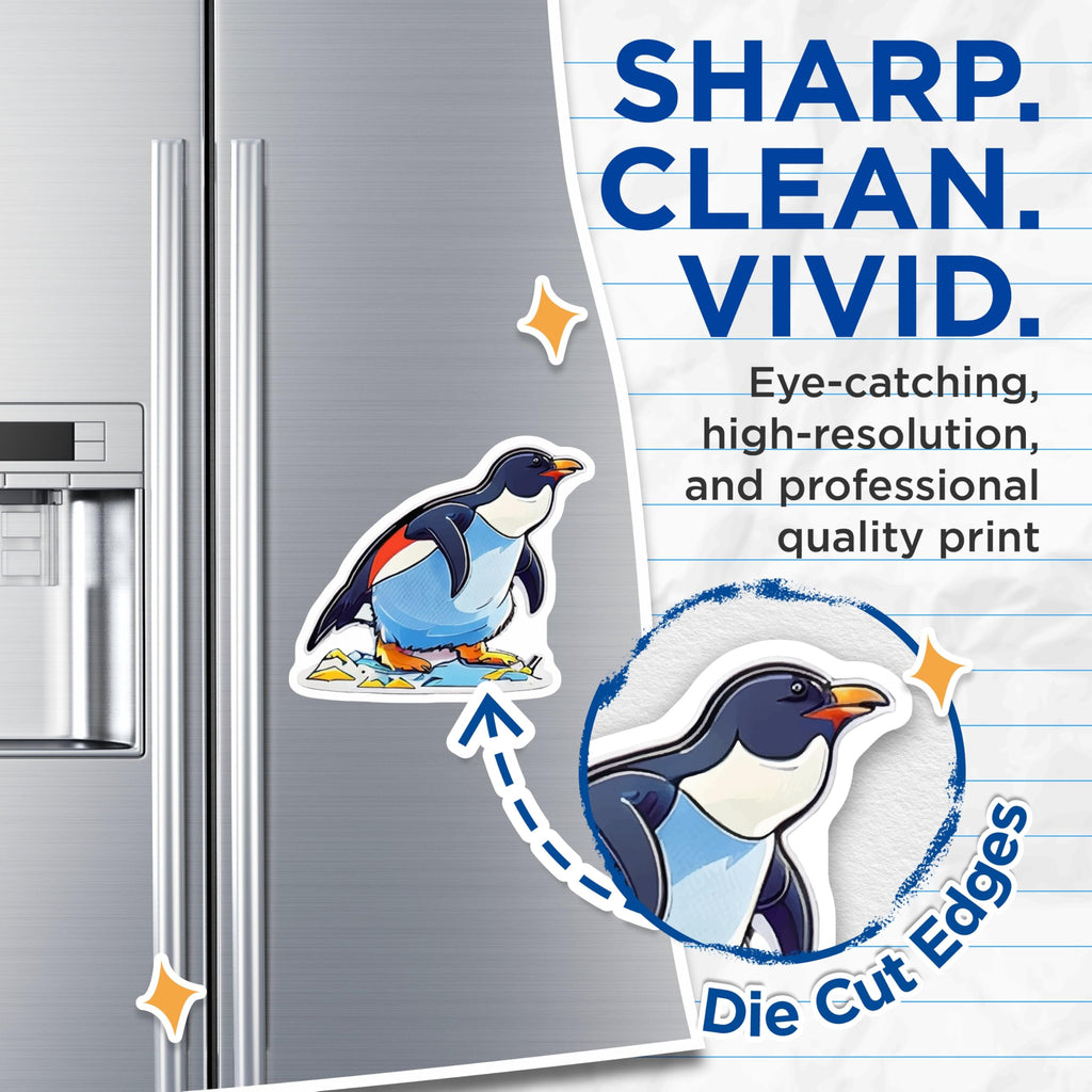(2 Pack) Adorable Penguin Refrigerator Magnets - Antarctic Wildlife Home Decor - Kitchen Locker Whiteboard Decorative Art - 5 Inches On Longest Side - Thick Durable Magnet - Made in USA - MAG22527