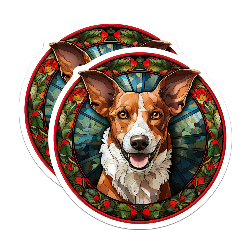 (2 Pack) Stained Glass Dog Magnets - Pet Portrait Art - Cute Canine Lover Fridge Decor - Unique Home Accessories - 5 Inches On Longest Side - Thick Durable Magnet - Made in USA - MAG25996