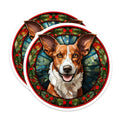 (2 Pack) Stained Glass Dog Magnets - Pet Portrait Art - Cute Canine Lover Fridge Decor - Unique Home Accessories - 5 Inches On Longest Side - Thick Durable Magnet - Made in USA - MAG25996