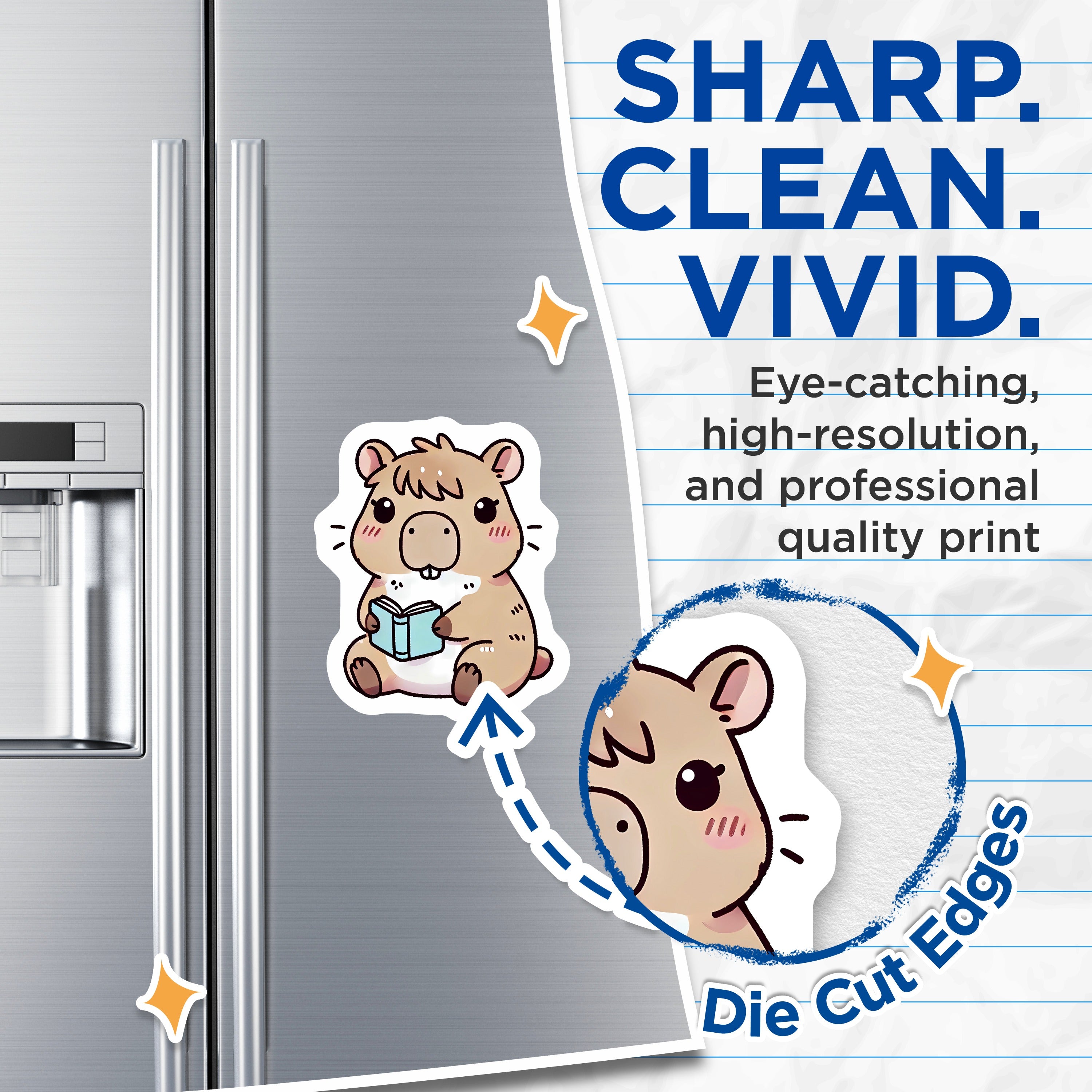 (2 Pack) Adorable Capybara Reading Magnets - Cute Book Lover Fridge Decor - Kawaii Animal Student Reader Present - 5 Inches On Longest Side - Thick Durable Magnet - Made in USA - MAG37829