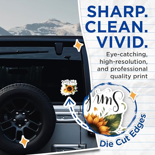(2 Pack) Sunflower Inspirational Stickers - Sun Kissed Quote Stickers - Motivational Sunflower Stickers - 5" On Longest Side - Sticks to Any Smooth Flat Surface - Made in USA - BMCS2906