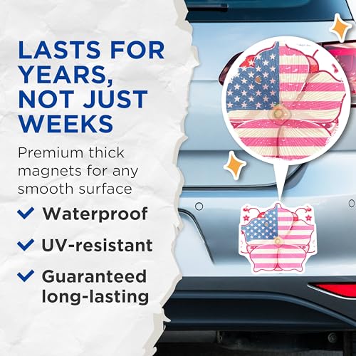 (2 Pack) American Flag Magnets Magnets - Patriotic Decor - 5" On Longest Side - Made in USA - Sticks to Refrigerators & Metal Surfaces - MAG8972