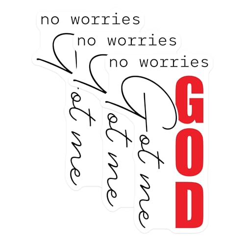 (3 Pack) No Worries God Decals - Inspirational Sticker - Christian Laptop Decal- 3 Inches On Longest Side - Easy Peel & Apply - Made in USA - 3MCS5230