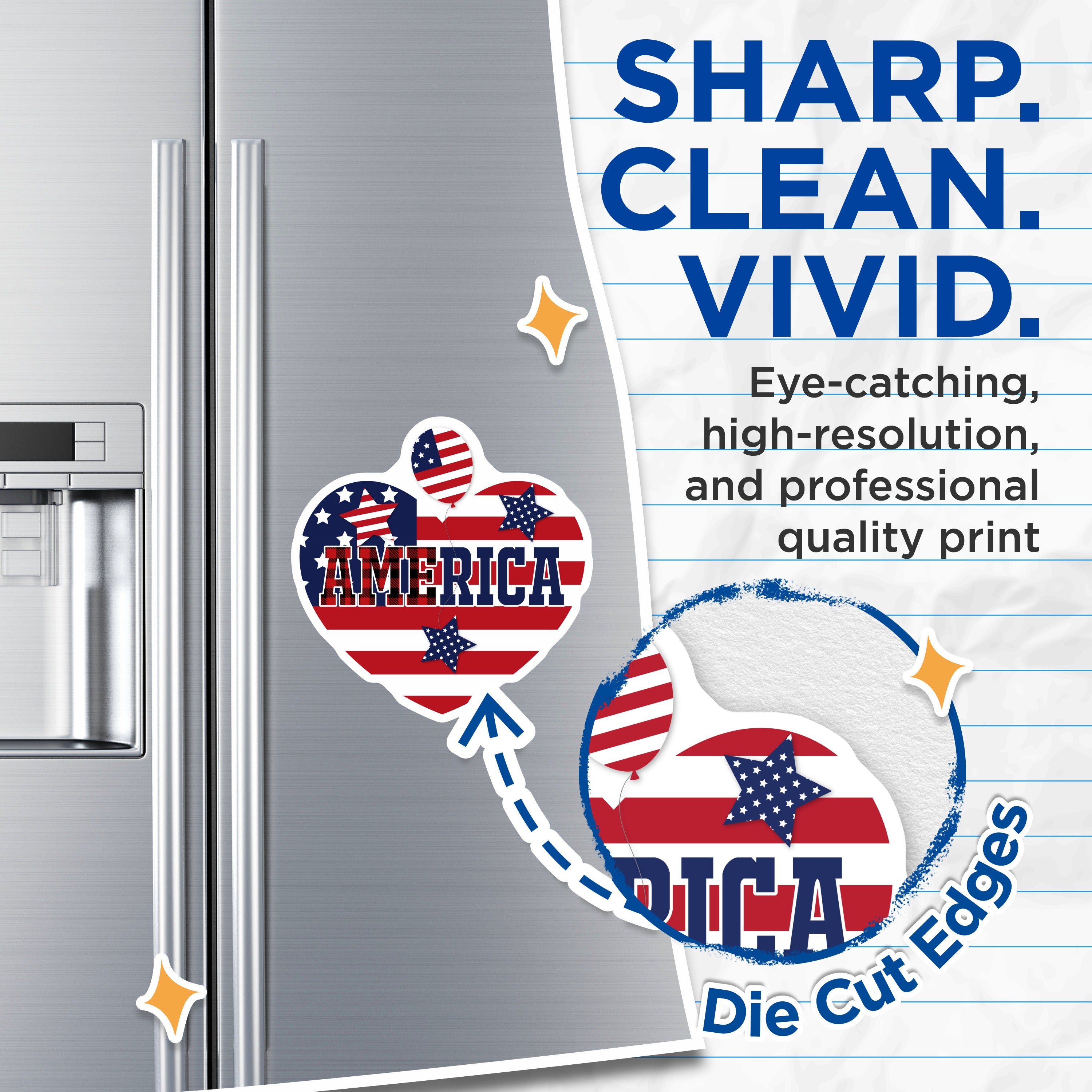 (2 Pack) America Magnets - Patriotic Fridge Decoration - 4th of July Party - USA Pride Home Decor - Veterans Day Magnet - 5 Inches On Longest Side - Thick Durable Magnet - Made in USA - MAG39834