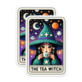 (2 Pack) The Tea Witch Stickers - Witchy Aesthetic Stickers - Cute Tea Stickers for Journals and Laptops - 5" On Longest Side - Sticks to Smooth Flat Surfaces - Made in USA - BMCS5507