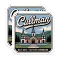 (2 Pack) Cullman Alabama Stickers - City of Churches - Established 1873-5" On Longest Side - Sticks to Smooth Flat Surfaces - Made in USA - BMCS17329
