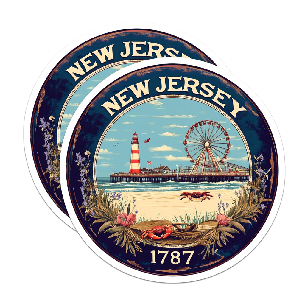 (2 Pack) New Jersey Magnets - State Seal - Beach and Boardwalk Souvenirs - 5" On Longest Side - Premium Magnet - for Cars, Refrigerators, Toolboxes, Lockers - Made in USA - MAG16348