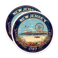 (2 Pack) New Jersey Magnets - State Seal - Beach and Boardwalk Souvenirs - 5" On Longest Side - Premium Magnet - for Cars, Refrigerators, Toolboxes, Lockers - Made in USA - MAG16348