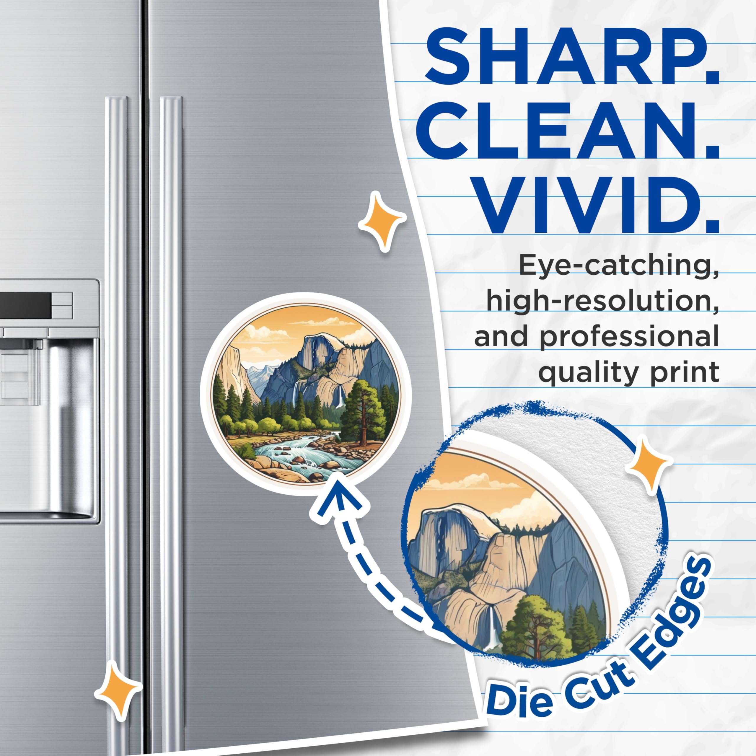 (2 Pack) Yosemite National Park Magnets - Half Dome Mountain Landscape - Scenic Valley Nature Refrigerator Decoration - 5 Inches On Longest Side - Thick Durable Magnet - Made in USA - MAG20166