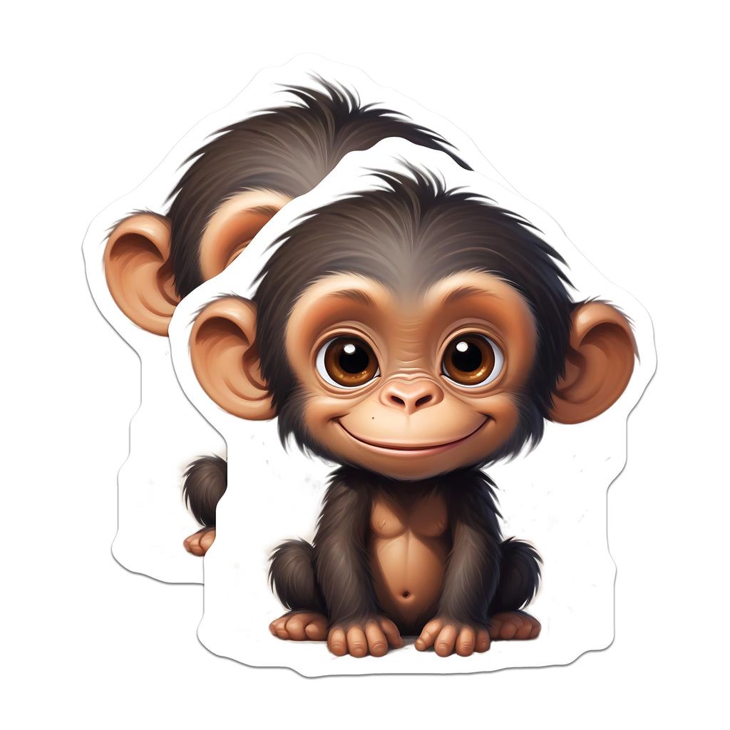 (2 Pack) Cute Baby Monkey Magnets - Adorable Chimp Animal Fridge - Nursery Decor Kawaii Locker - 5 Inches On Longest Side - Thick Durable Magnet - Made in USA - MAG38764
