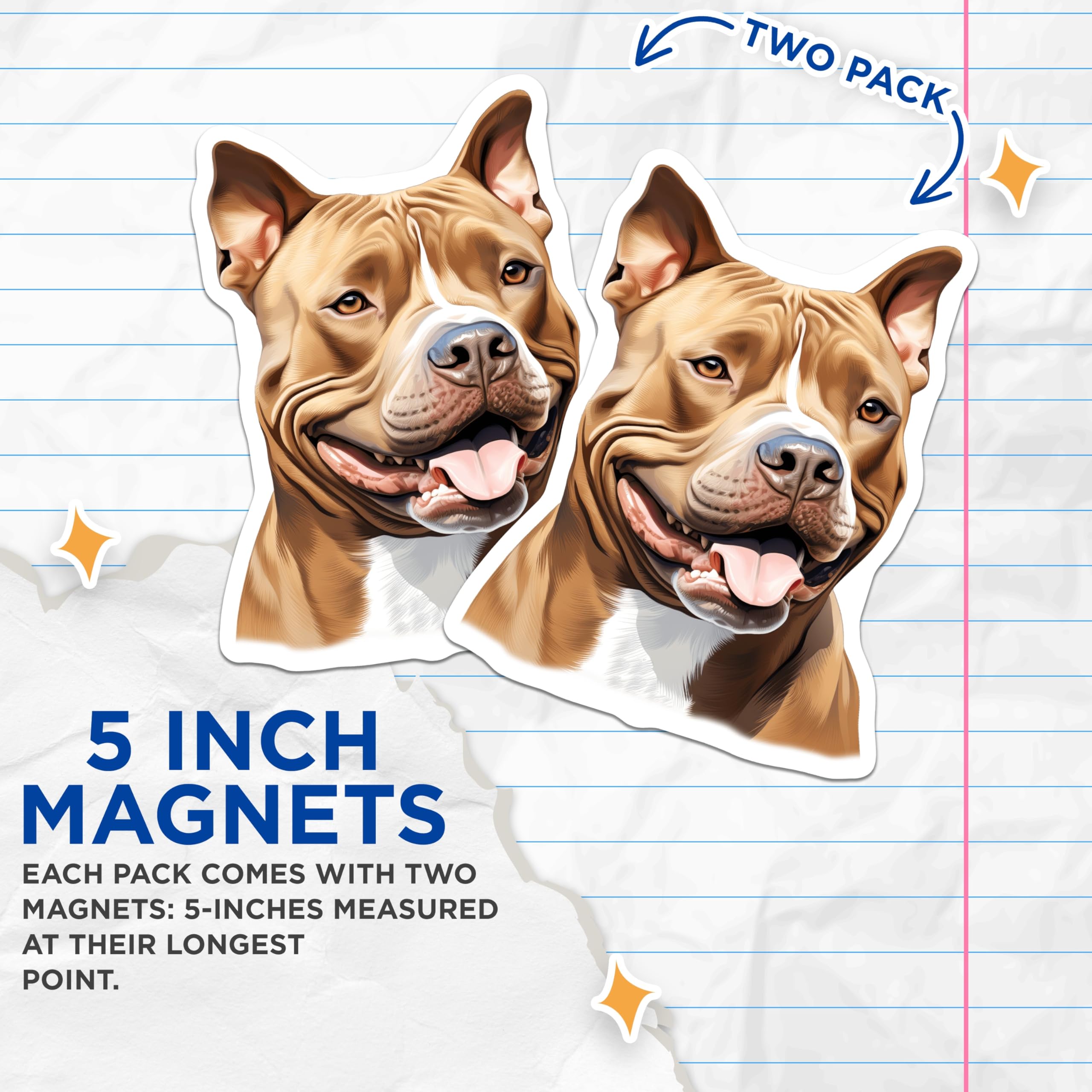 (2 Pack) Pitbull Magnets - Bully Breed Dog Decor - Dog Lover Refrigerator Accessory - 5 Inches On Longest Side - Thick Durable Magnet - Made in USA - MAG29659