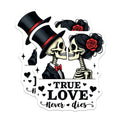 (2 Pack) Skeleton Couple Magnets - True Love Never Dies - Gothic Romance Decor - Forever Love Anniversary Valentine - 5 Inches On Longest Side - Thick Durable Magnet - Made in USA - MAG39175