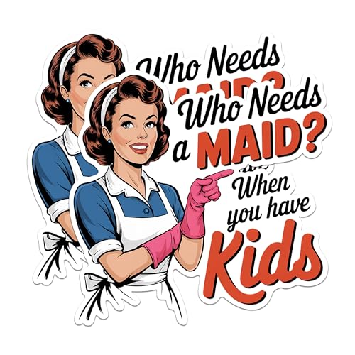 (2 Pack) Who Needs A Maid Magnets - Retro Style Magnets - Funny Quote Magnets - Kids Humor Refrigerator Magnets- 5" On Longest Side - for Fridges, Toolboxes, Cars - Made in USA - MAG2552