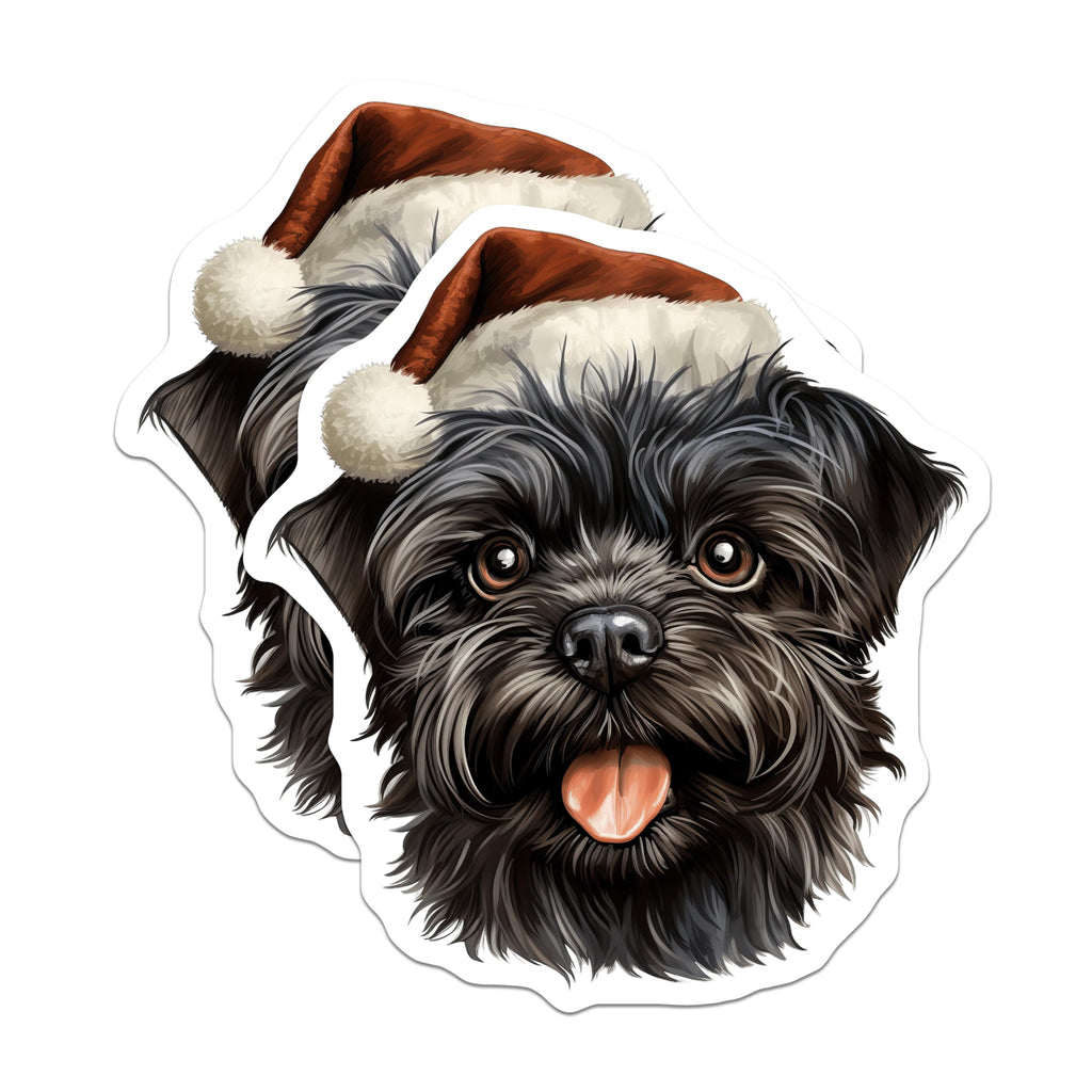 (2 Pack) Christmas Dog Magnets - Santa Hat Pet Decor - Dog Lover Holiday Accent - 5 Inches On Longest Side - Thick Durable Magnet - Made in USA - MAG25564