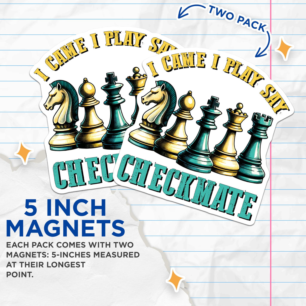 (2 Pack) Chess Magnets - Checkmate Magnets - Chessboard Pieces Magnets - 5" On Longest Side - for Cars, Refrigerators, Toolboxes, Lockers - Made in USA BMCS3189