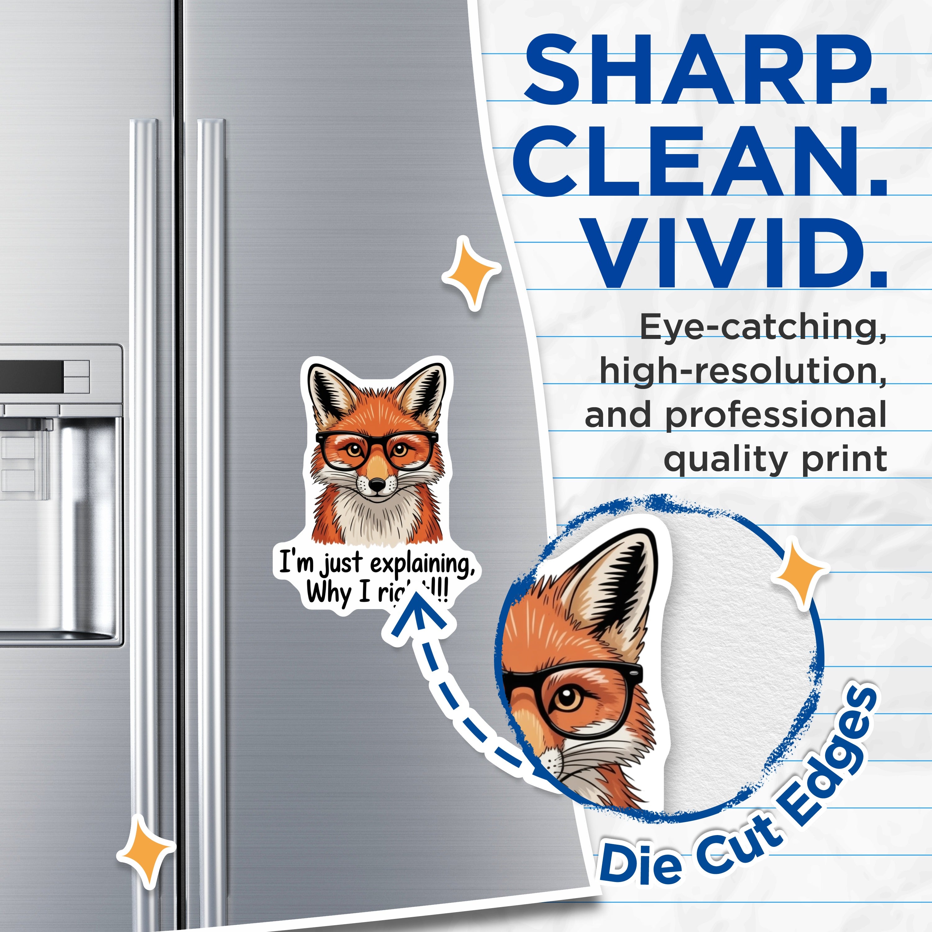 (2 Pack) Funny Fox Magnets - Nerdy Animal Refrigerator Magnets - Always Right Sarcastic Office Magnet - 5 Inches On Longest Side - Thick Durable Magnet - Made in USA - MAG39427