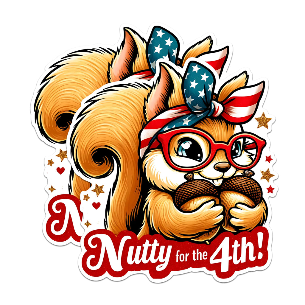 (2 Pack) Nutty for The 4th Magnets - Squirrel with Acorns Magnets - 4th of July Decor Magnets- 5" On Longest Side - for Fridges, Toolboxes, Cars - Made in USA - MAG2708