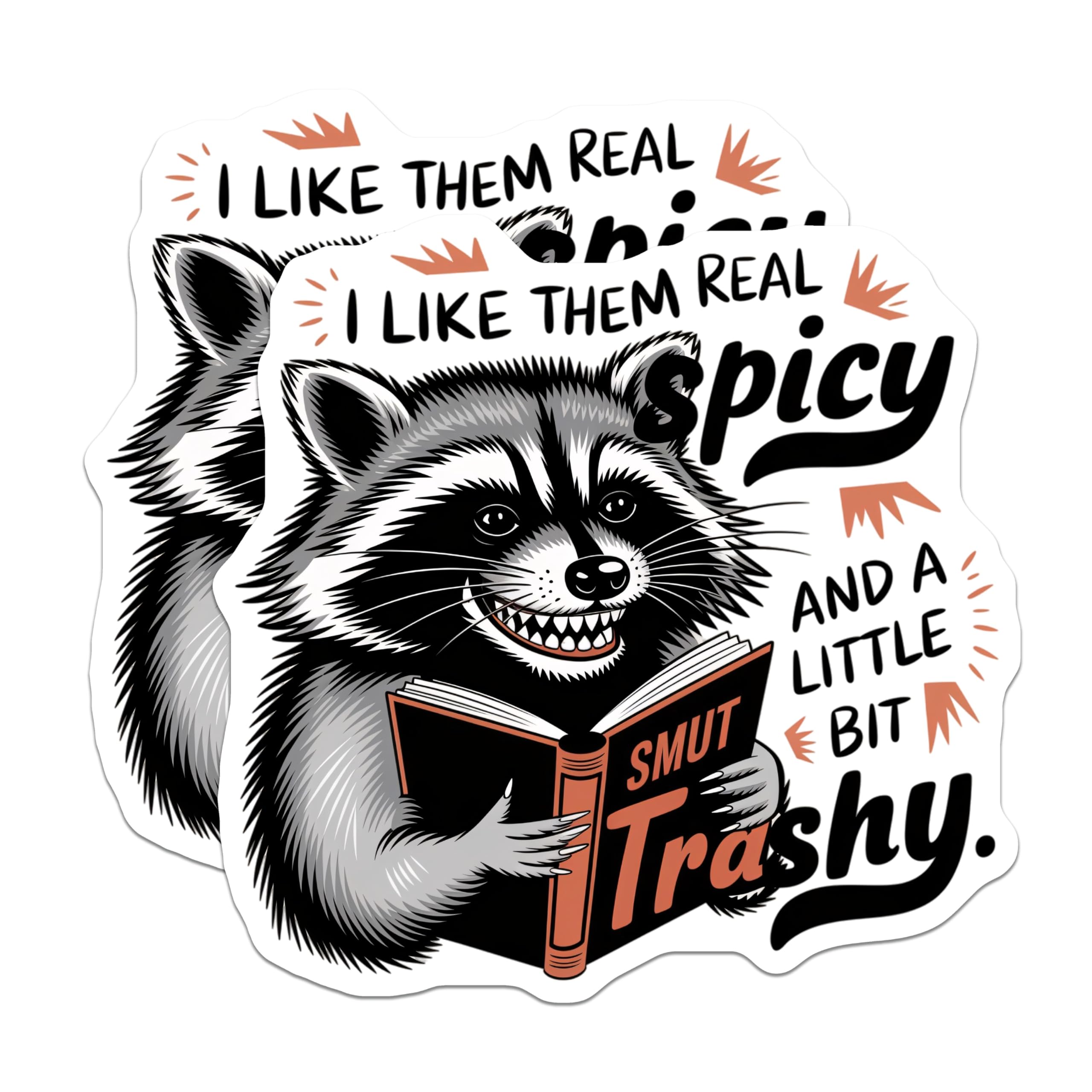 (2 Pack) Raccoon Magnets - Spicy Book Reader - Trashy Smut Lover - Funny Animal Decor - Bookworm Humor - 5 Inches On Longest Side - Thick Durable Magnet - Made in USA - MAG20259