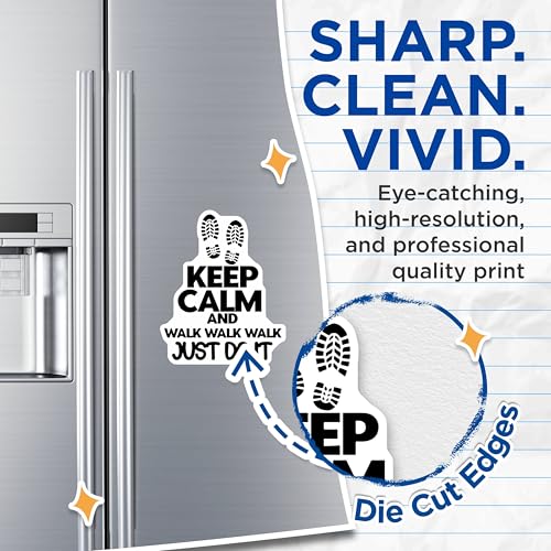 (2 Pack) Keep Calm and Walk Walk Walk Magnets - Fitness Enthusiasts - Fun Walk Magnet - 5" On Longest Side - for Cars, Fridges, Toolboxes - Made in USA - MAG5627