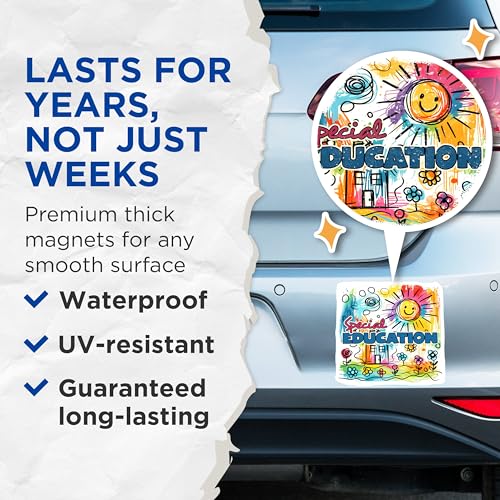 (2 Pack) Special Education Magnets - Sunflower Design - Classroom Decor - Teacher's Assistant - 5" On Longest Side - for Cars, Fridges, Toolboxes - Made in USA - MAG8043