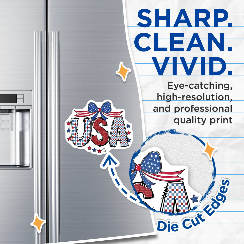 (2 Pack) USA Magnets - Patriotic American Decor - 4th of July Decoration - Military Appreciation - Stars Stripes - 5 Inches On Longest Side - Thick Durable Magnet - Made in USA - MAG36273