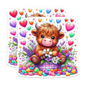 (2 Pack) Highland Cow Magnets - Cute Animal Decor - Heart Flower Magnets - 5" On Longest Side - Premium Magnet - for Cars, Refrigerators, Toolboxes, Lockers - Made in USA - MAG14085