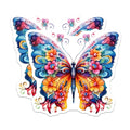 (2 Pack) Butterfly Art Stickers - Colorful Butterfly Stickers - Nature Inspired Stickers - Floral Butterfly Design - 5" On Longest Side - Sticks to Smooth Flat Surfaces - Made in USA - BMCS3712