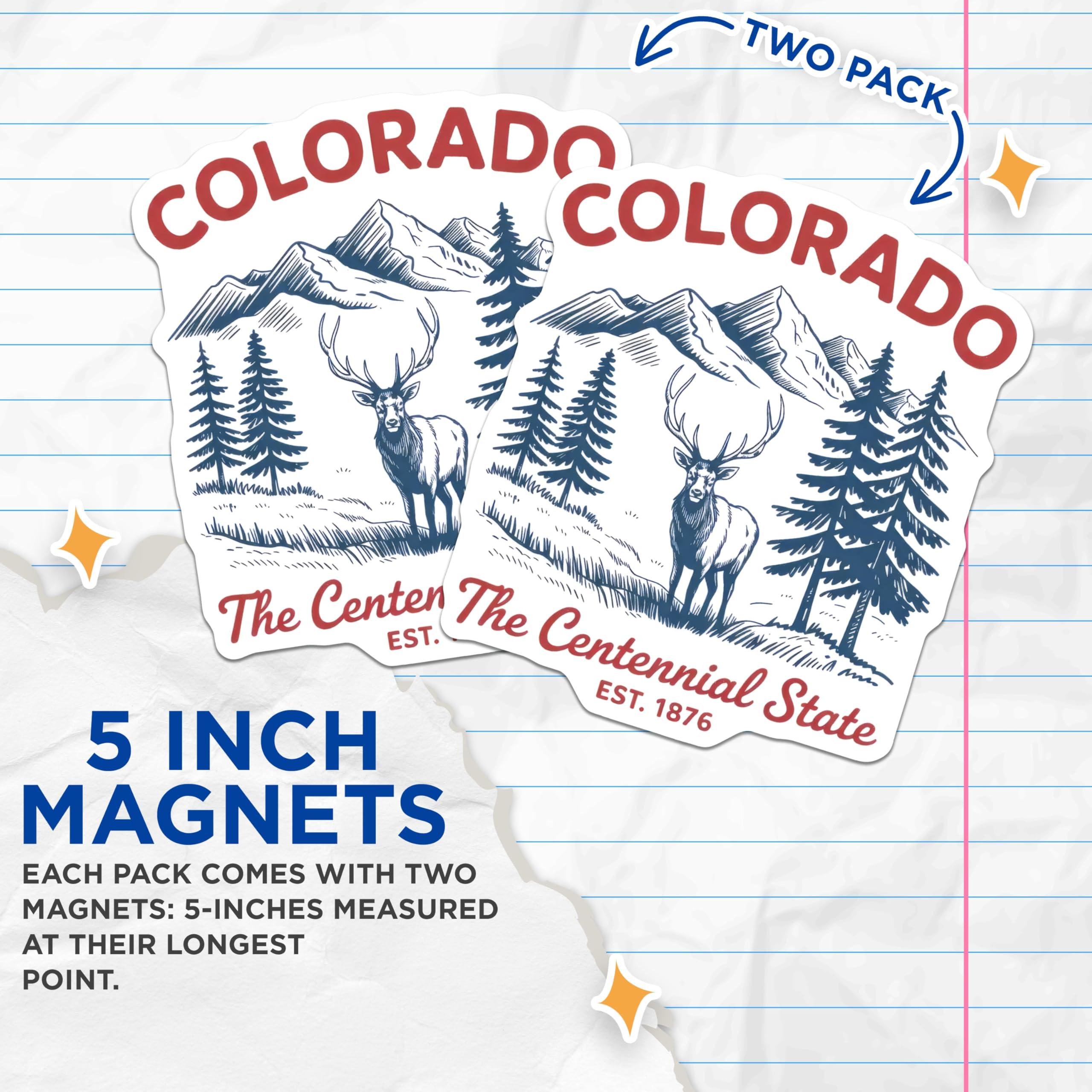 (2 Pack) Colorado Magnets - The Centennial State - Elk Deer Nature Souvenir - 5" On Longest Side - Premium Magnet - for Cars, Refrigerators, Toolboxes, Lockers - Made in USA - MAG17876