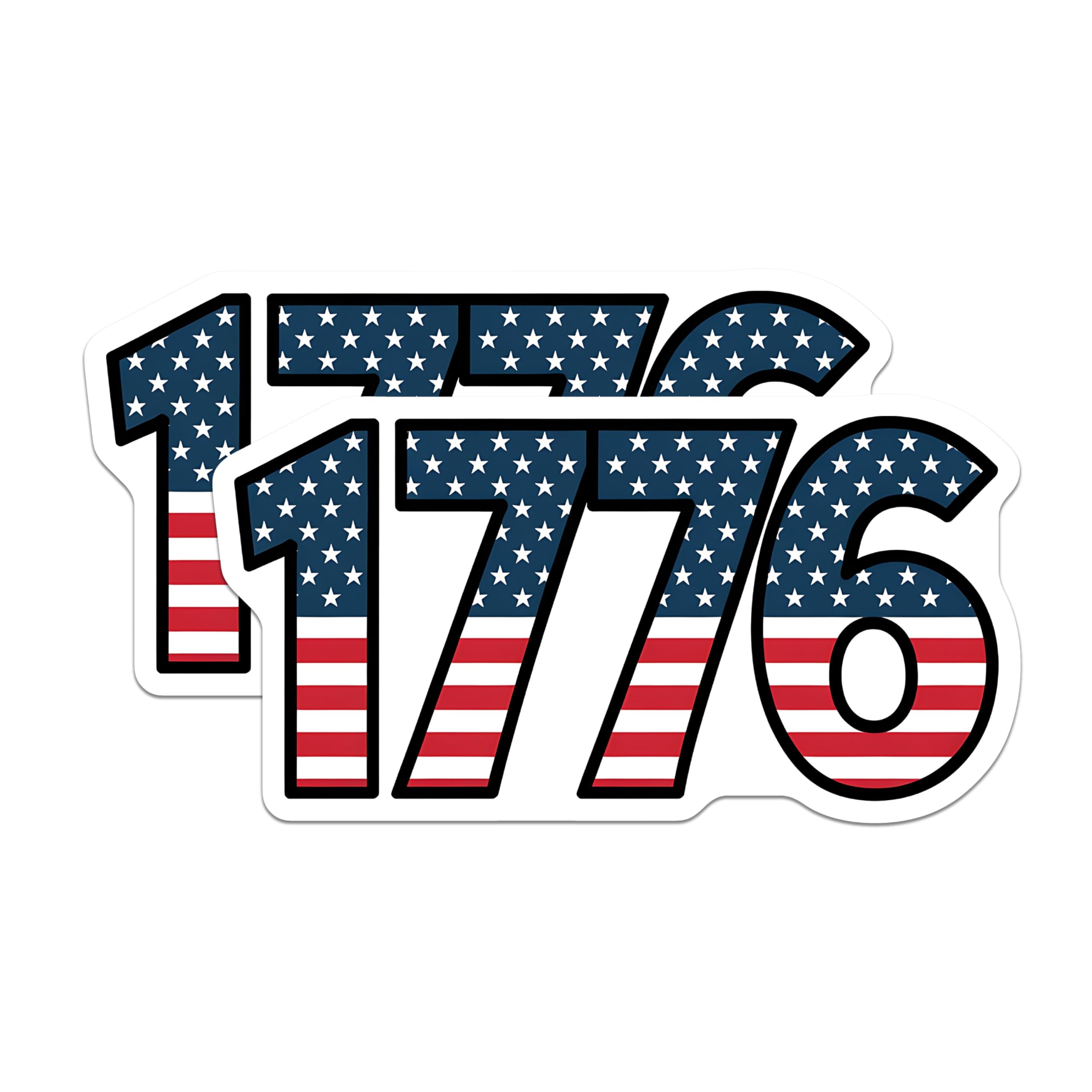 (2 Pack) Patriotic 1776 Magnets - USA Flag Magnets - American Independence Day Magnets - 5" On Longest Side - for Cars, Fridges, Toolboxes - Made in USA - MAG3883