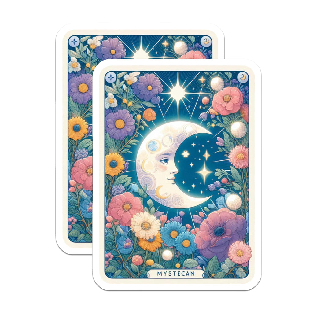 (2 Pack) Crescent Moon Magnets - Whimsical Floral Garden Decor - Starry Night Sky Art - Dreamy Celestial Aesthetic - 5 Inches On Longest Side - Thick Durable Magnet - Made in USA - MAG20787