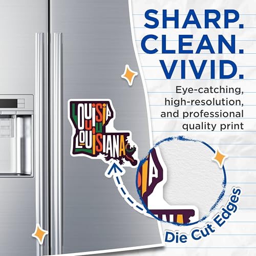 (2 Pack) Louisiana State Magnets - Colorful Louisiana Art - Ative State Magnets for Fridge - 5" On Longest Side - for Cars, Fridges, Toolboxes - Made in USA - MAG3903
