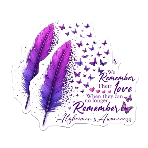 (2 Pack) We Remember Their Love Magnet - Purple Feather and Butterflies - 5" On Longest Side - Sticks to Smooth Flat Surfaces - Made in USA - MAG9787