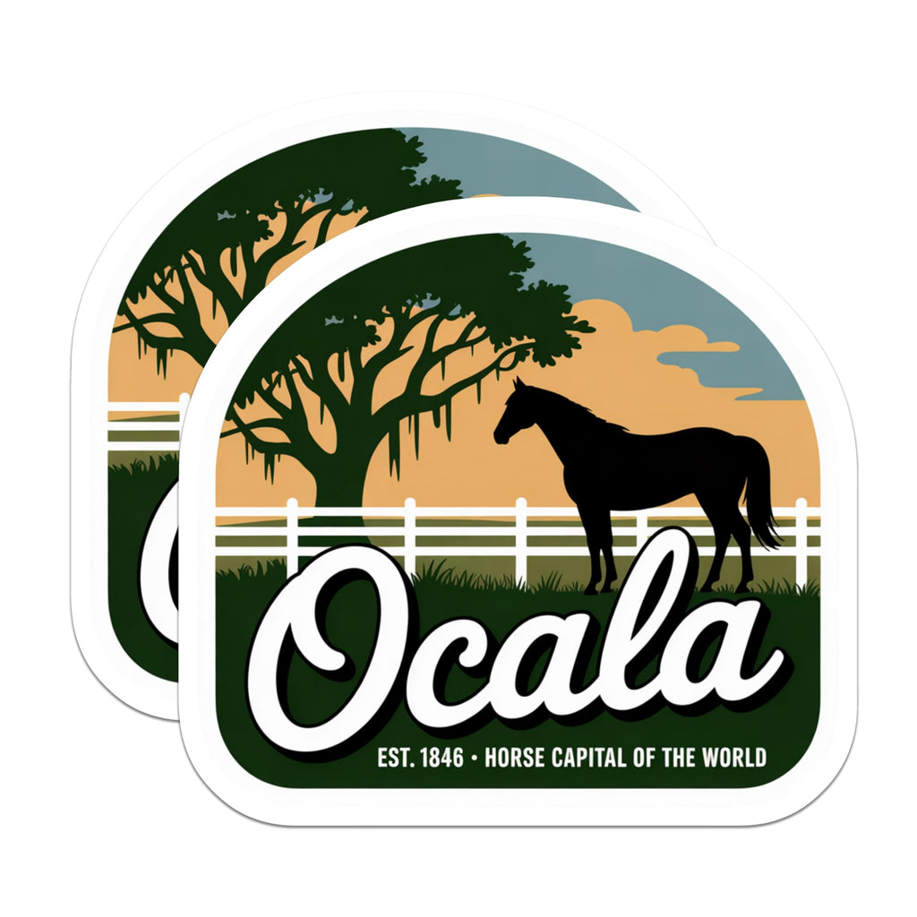 (2 Pack) Ocala Florida Magnets - Horse Capital - Travel Souvenir Home Decor - 5" On Longest Side - Premium Magnet - for Cars, Refrigerators, Toolboxes, Lockers - Made in USA - MAG18874