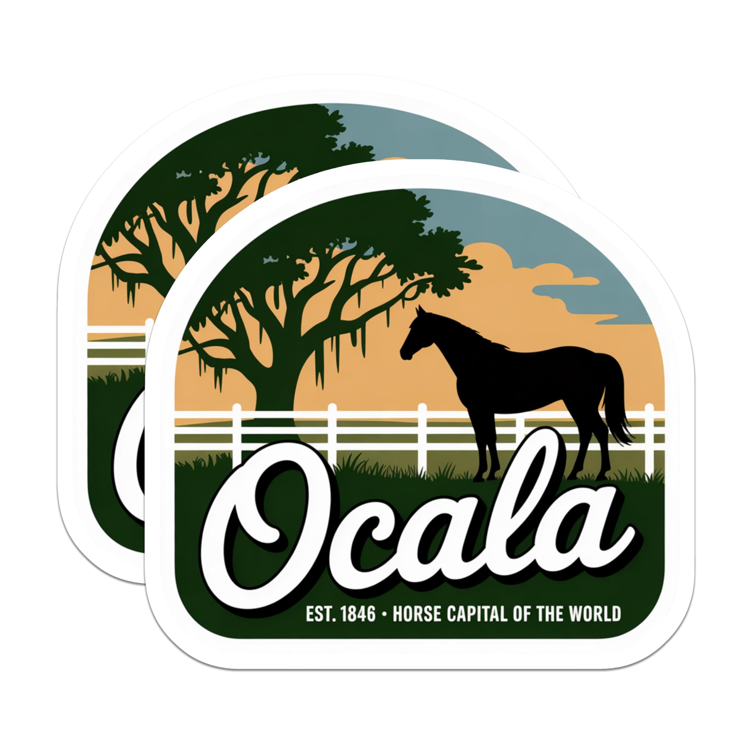 (2 Pack) Ocala Florida Magnets - Horse Capital - Travel Souvenir Home Decor - 5" On Longest Side - Premium Magnet - for Cars, Refrigerators, Toolboxes, Lockers - Made in USA - MAG18874
