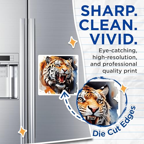 (2 Pack) Tiger Roaring Magnets Magnets - Animal Art - Wildlife Decor - 5" On Longest Side - Made in USA - Sticks to Refrigerators & Metal Surfaces - MAG8710