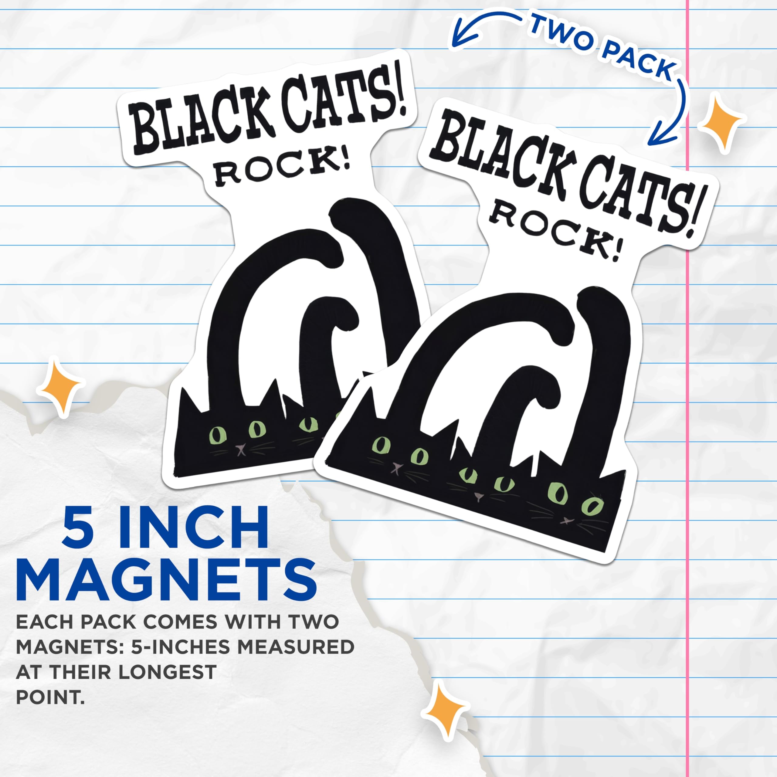 (2 Pack) Black Cats Magnets - Funny Cat Lover Refrigerator Magnet - Kitchen Decor - 5" On Longest Side - Premium Magnet - for Cars, Refrigerators, Toolboxes, Lockers - Made in USA - MAG15707