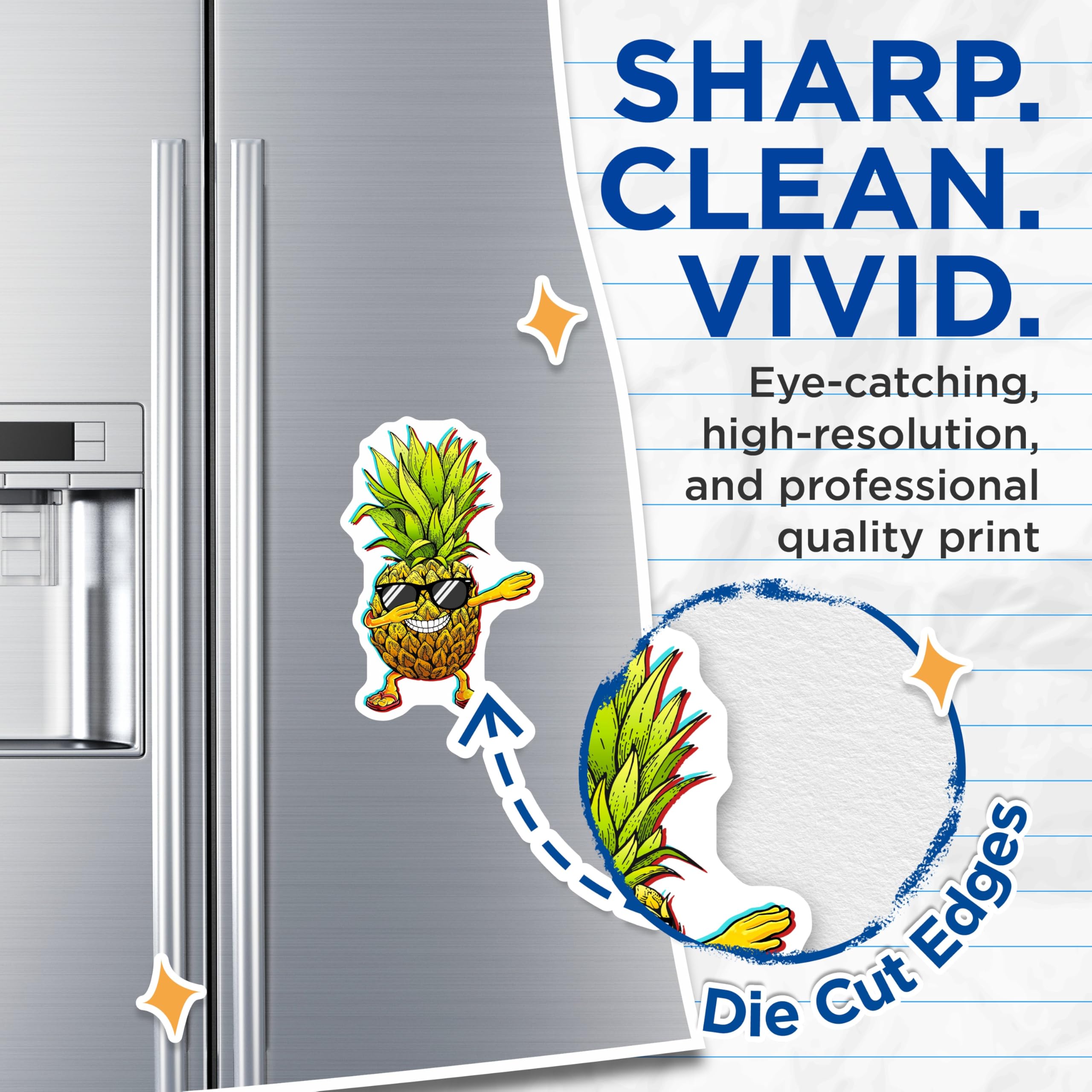 (2 Pack) Pineapple Dabbing Magnets - Cool Fruit Design - Funny Fridge Decors - 5" On Longest Side - Premium Magnet - for Cars, Refrigerators, Toolboxes, Lockers - Made in USA - MAG16989