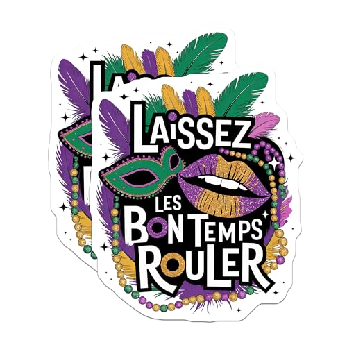 (2 Pack) Mardi Gras Magnets - Laissez les Bon Temps Rouler - Fun Mardi Gras ations - Celebration Magnets - 5" On Longest Side - for Cars, Fridges, Toolboxes - Made in USA - MAG3811