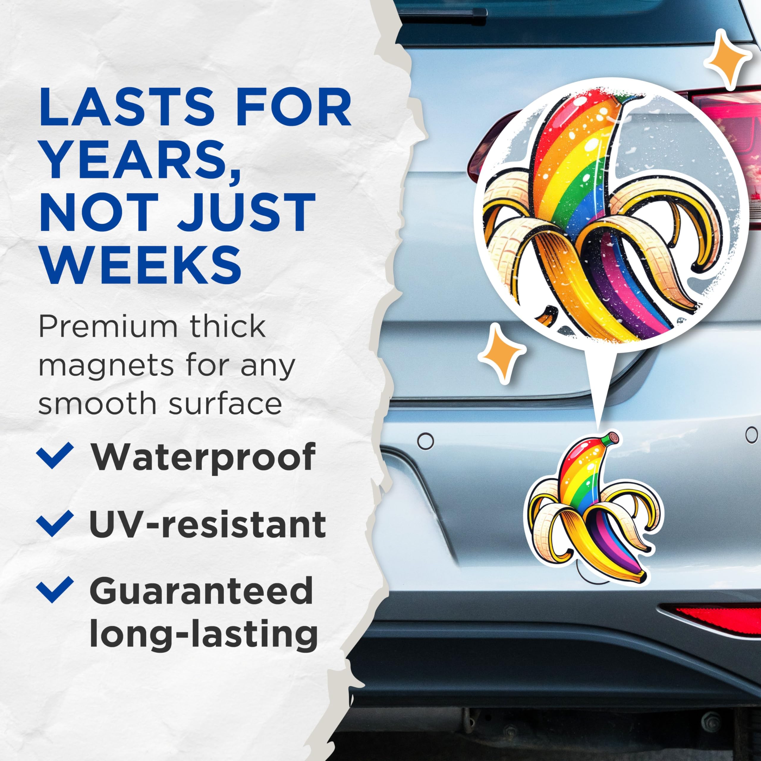 (2 Pack) Baa LGBTQ Magnets - Rainbow Flavored Baa Magnet - 5 Inches On Longest Side - Premium Magnet - for Cars, Refrigerators, Toolboxes - Made in USA - MAG2129