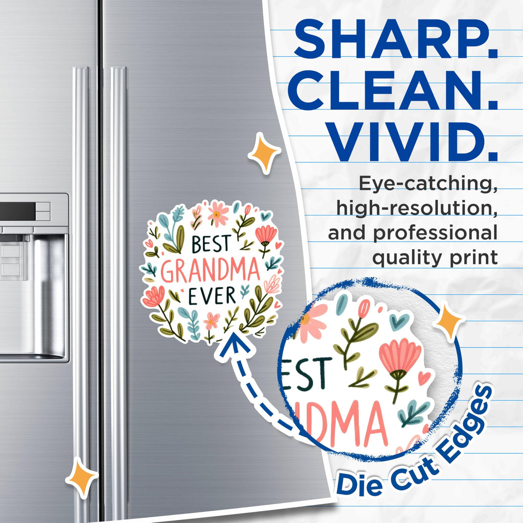 (2 Pack) Best Grandma Ever Magnets - Floral Grandma Magnets - Family Appreciation Magnets- 5" On Longest Side - for Fridges, Toolboxes, Cars - Made in USA - MAG2555